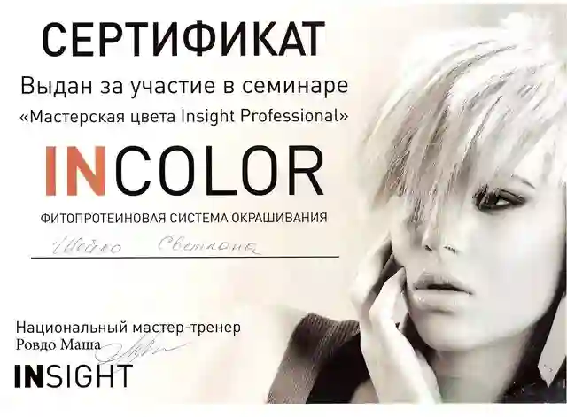 Сертификат окрашивание INSIGHT